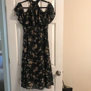 Floral green midi dress